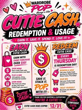 HOW TO USE YOUR CUTIE CASH! PLEASE READ THE ENTIRE MESSAGE. THANK YOU!